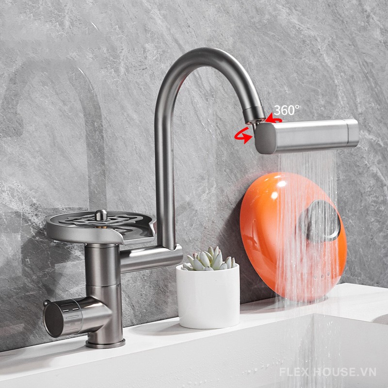 Vòi lavabo nóng lạnh xoay 360 độ đa năng SX8702