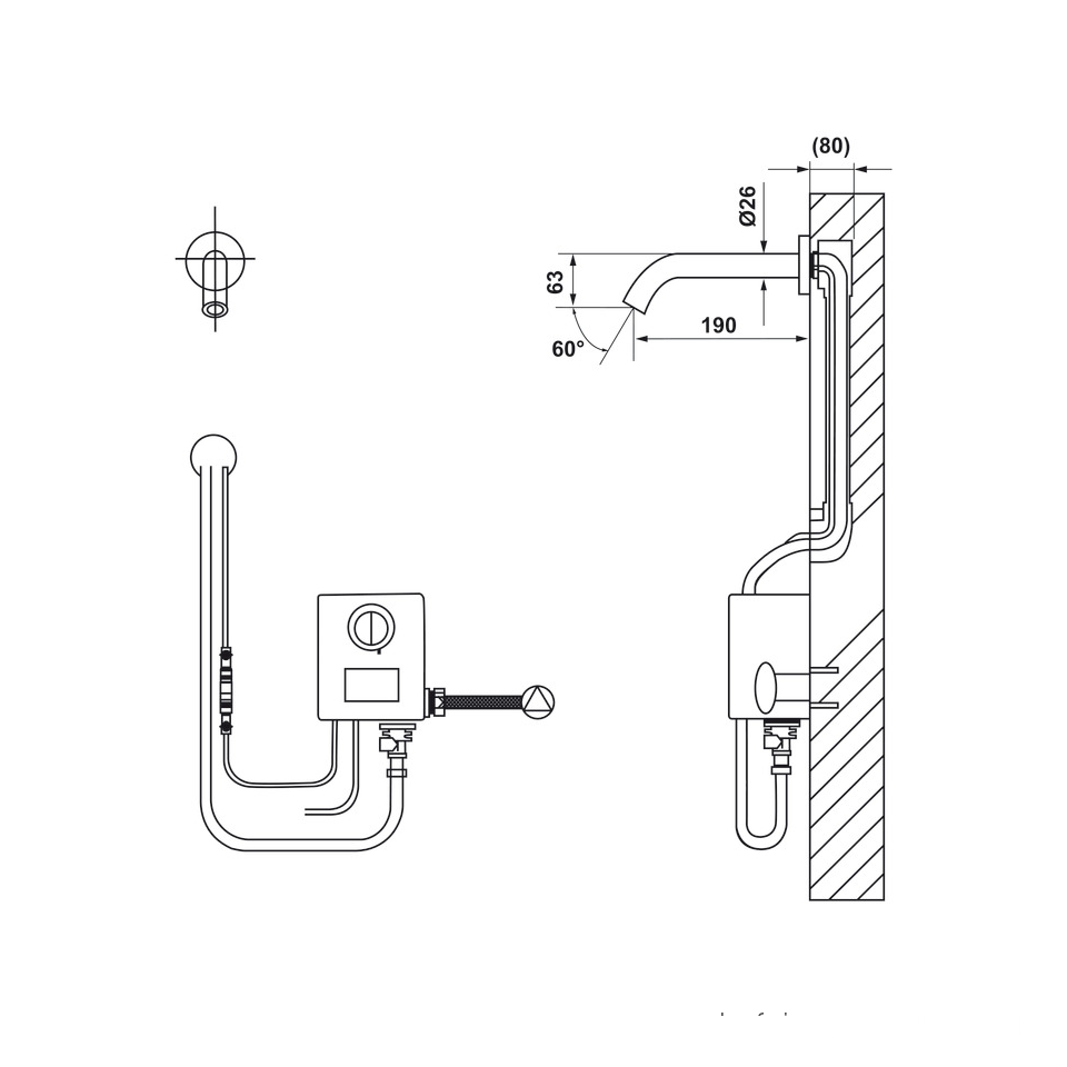 Vòi nước gắn tường cảm biến Hafele 589.64.002