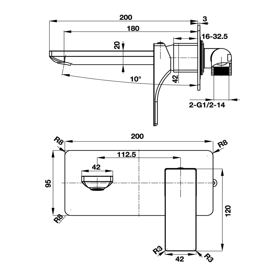 Vòi trộn lavabo gắn tường Hafele 495.61.124