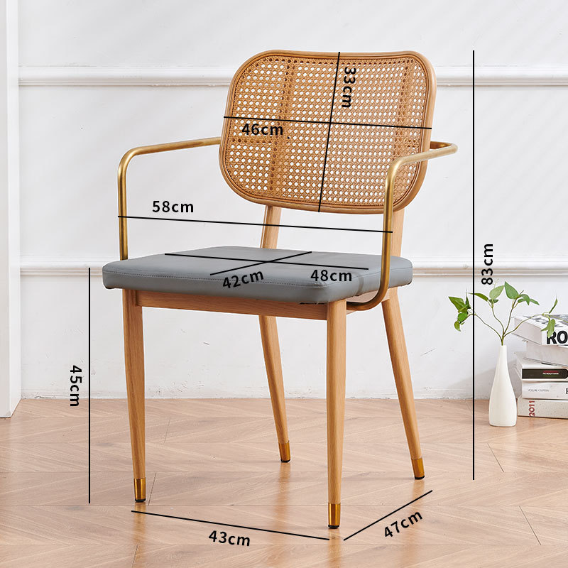 Ghế cafe lưng mây đan thư giãn có tay vịn LXY6870 10