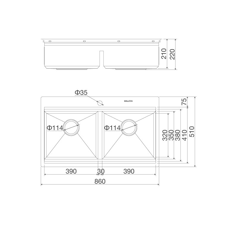 Chậu rửa bát cao cấp bán thủ công Malloca MS862 11