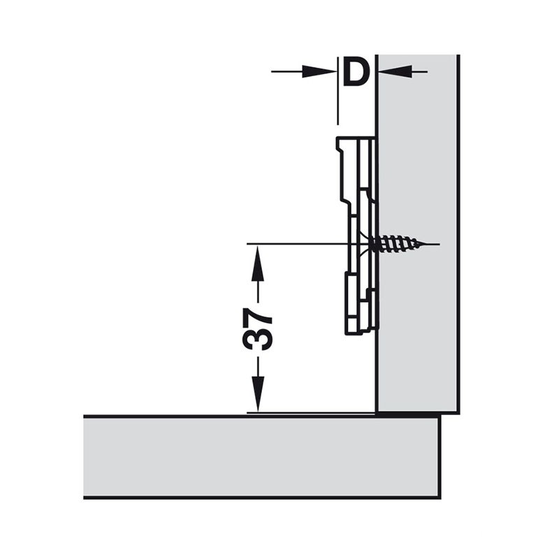 Đế bản lề tủ Metalla SM 4 lỗ vít Hafele 334.90.006 9