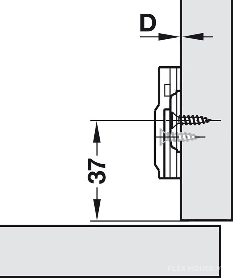 Đế bản lề tủ Metalla SM 4 lỗ vít Hafele 334.90.006 8