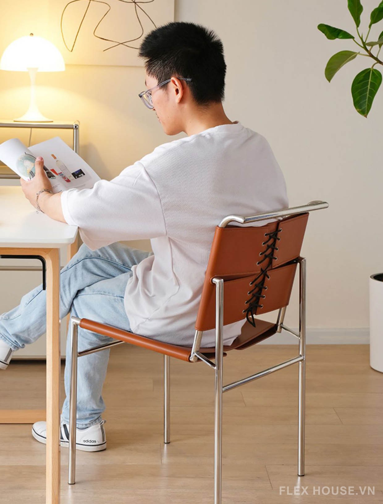 Ghế cafe chân kim loại bọc da ZW7408 13