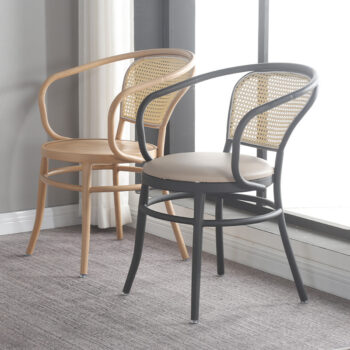 Ghế cafe lưng mây khung kim loại có tay vịn LXY7100