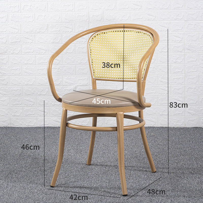 Ghế cafe lưng mây khung kim loại có tay vịn LXY7100 12