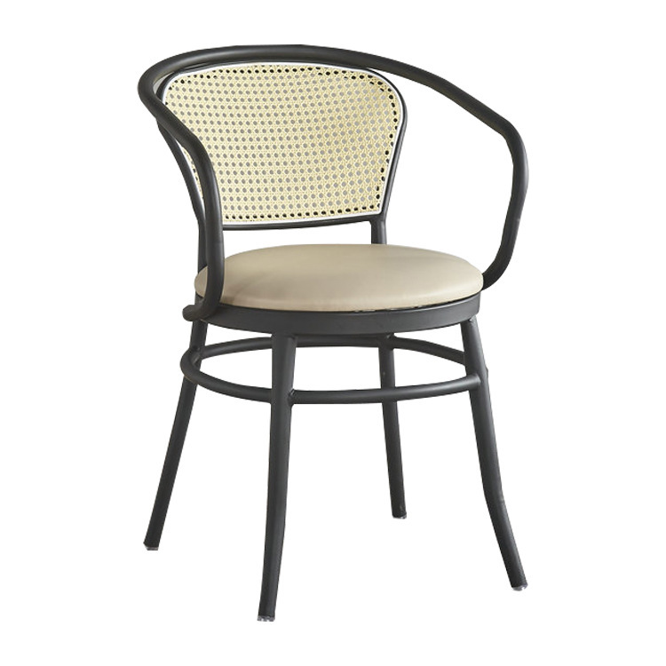 Ghế cafe lưng mây khung kim loại có tay vịn LXY7100 8