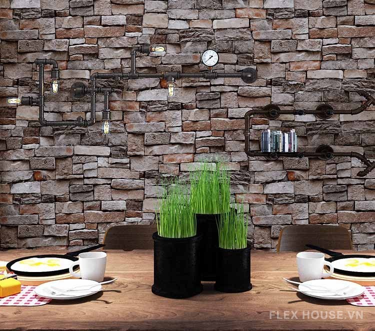 Giấy dán tường giả gạch chống nước SHY350 12