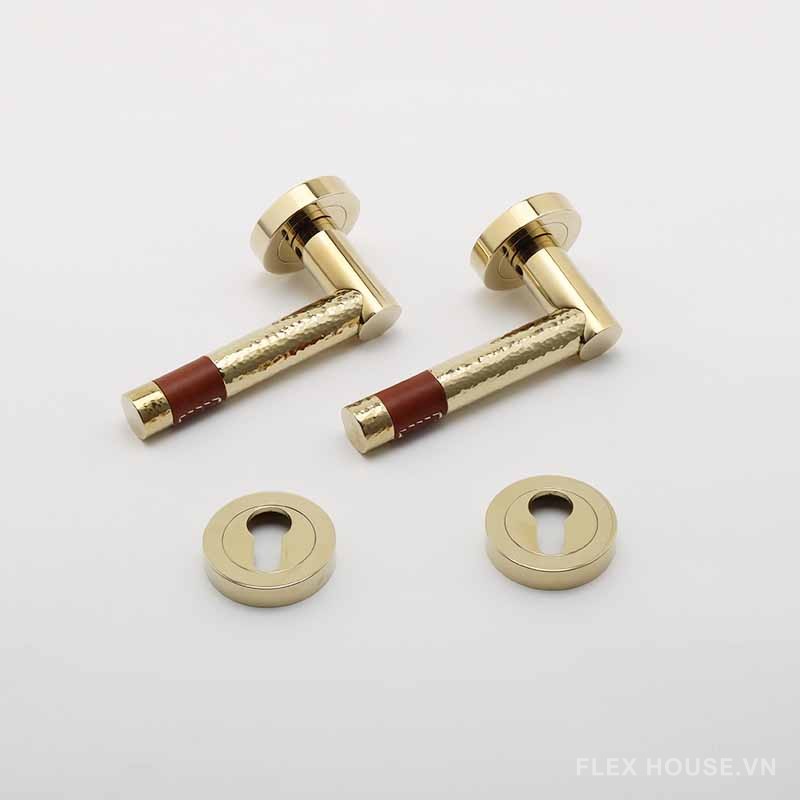 Khóa cửa bằng đồng phối da kiểu Ý OVLI335 9