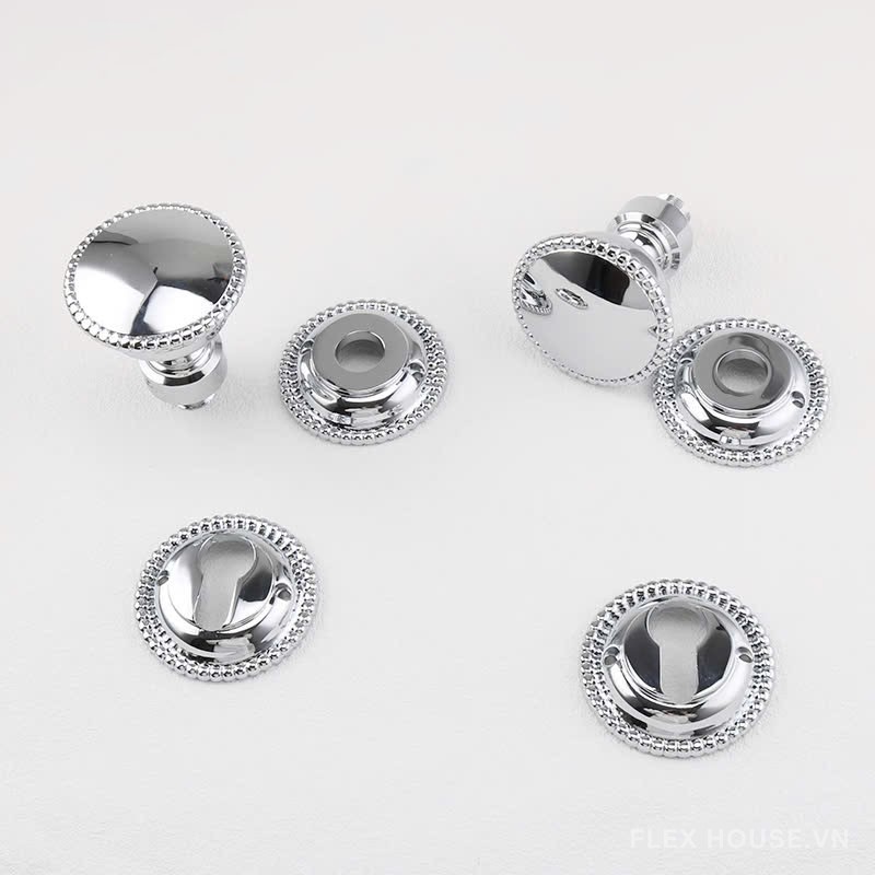 Khóa cửa tay nắm tròn bằng đồng màu bạc OVLI633 16
