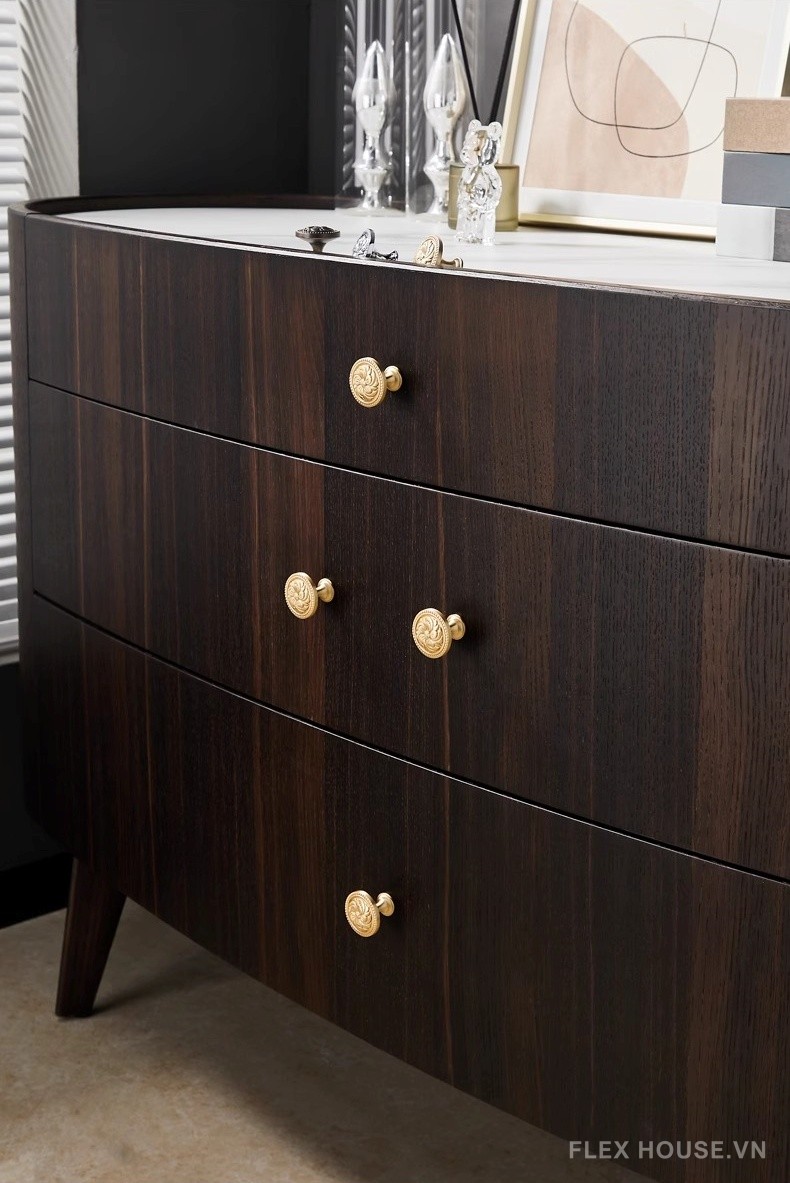 Núm tay nắm đồng mặt hoa nghệ thuật decor cánh tủ CD303 8