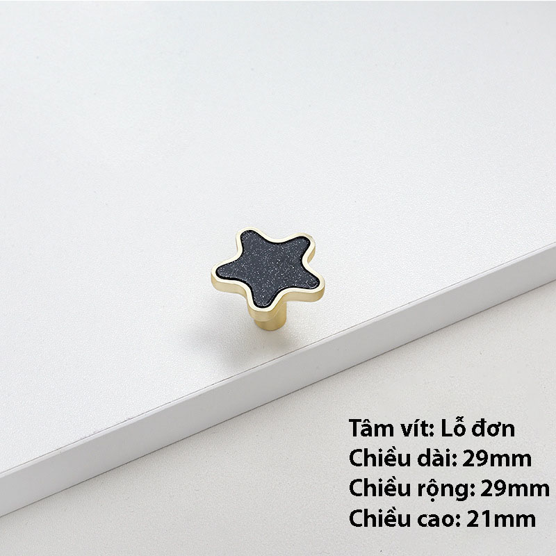 Núm tay nắm hợp kim vân xà cừ hình ngôi sao AQ282 16