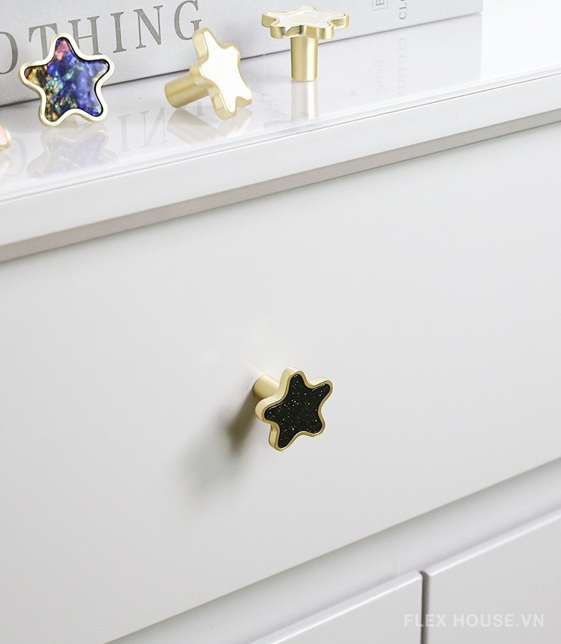 Núm tay nắm hợp kim vân xà cừ hình ngôi sao AQ282 13