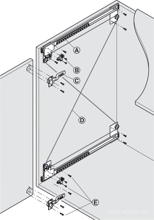 Phụ kiện cửa trượt xoay ray 504mm Slido Eclip 16IF/VF Hafele 408.25.350 12