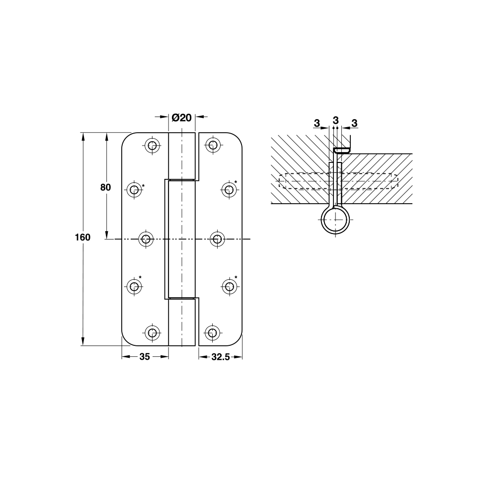 Bản lề chịu lực 260Kg Hafele 924.93.203