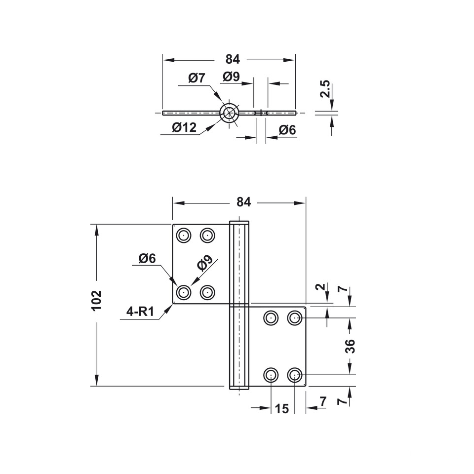 Bản lề lá chịu lực 40Kg Hafele 926.60.900