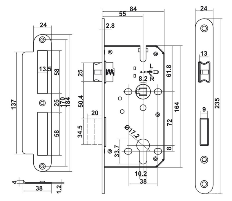 Bộ khóa tay nắm gạt cho cửa phòng Hafele 499.63.63