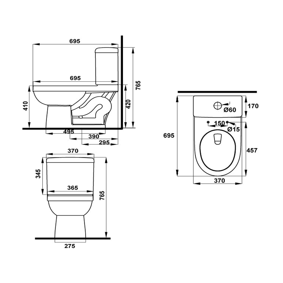 Bồn cầu 2 khối Compact Hafele 588.79.404