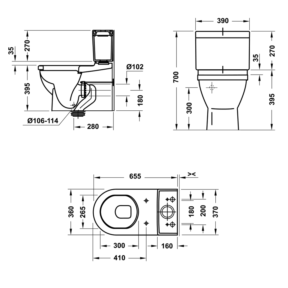 Bồn cầu 2 khối Starck 3 Duravit Hafele 588.46.402
