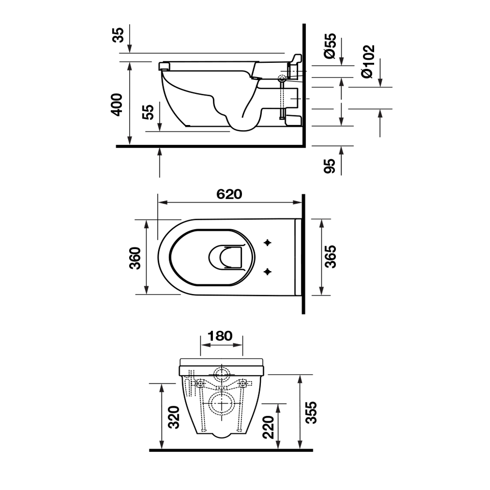 Bồn cầu treo tường Duravit Starck 3 Hafele 588.46.403