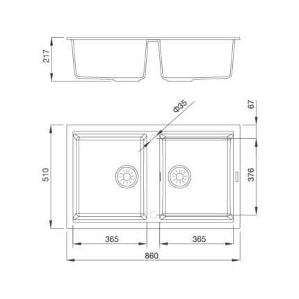 Chậu rửa bát đá Granite nano màu đen Malloca K-45086