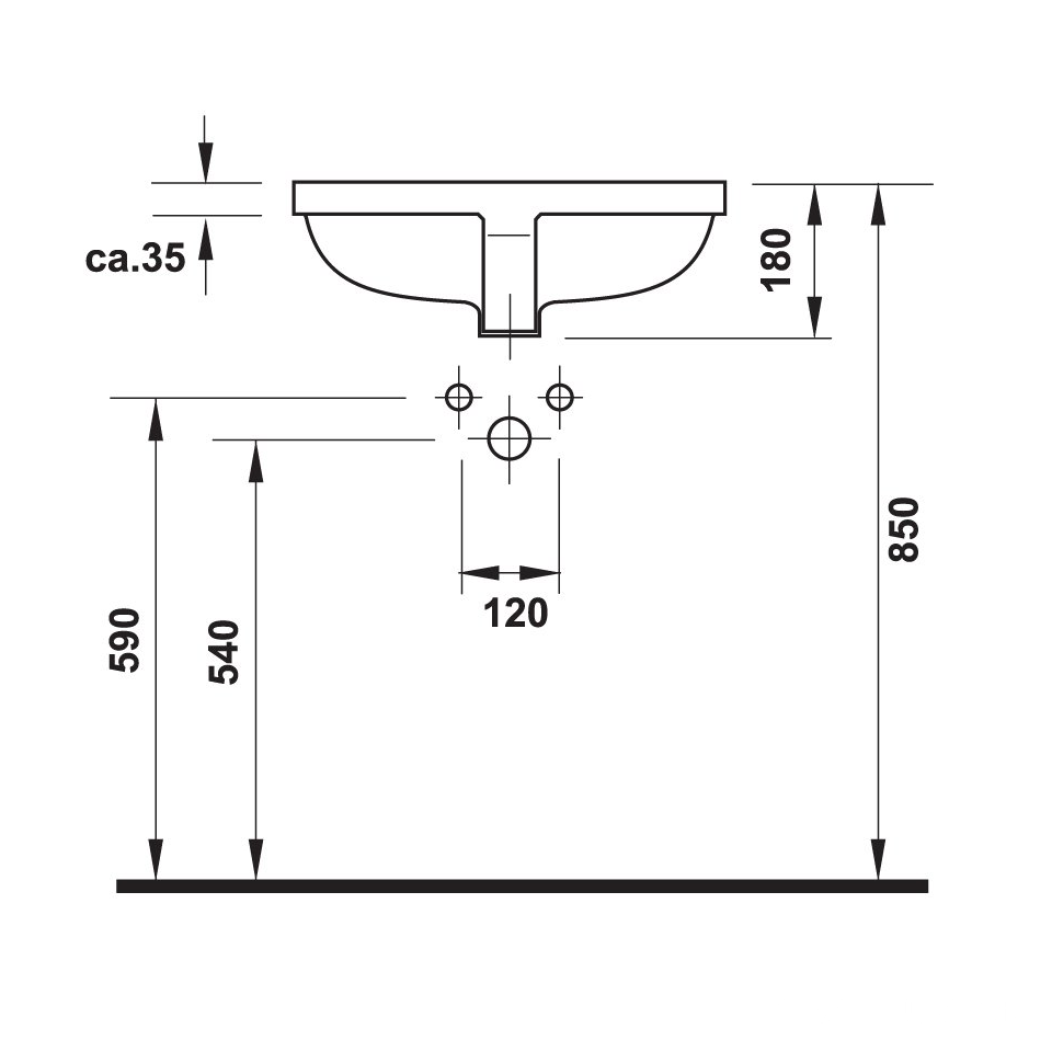 Chậu rửa Lavabo âm bàn Starck 3 Hafele 588.45.088