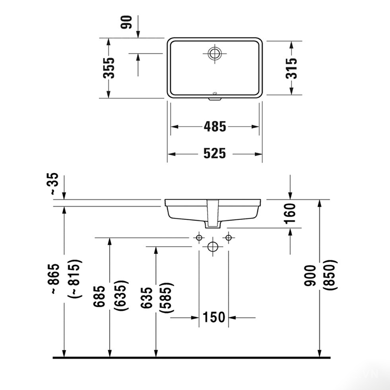 Chậu rửa Lavabo âm bàn Vero Hafele 588.45.282