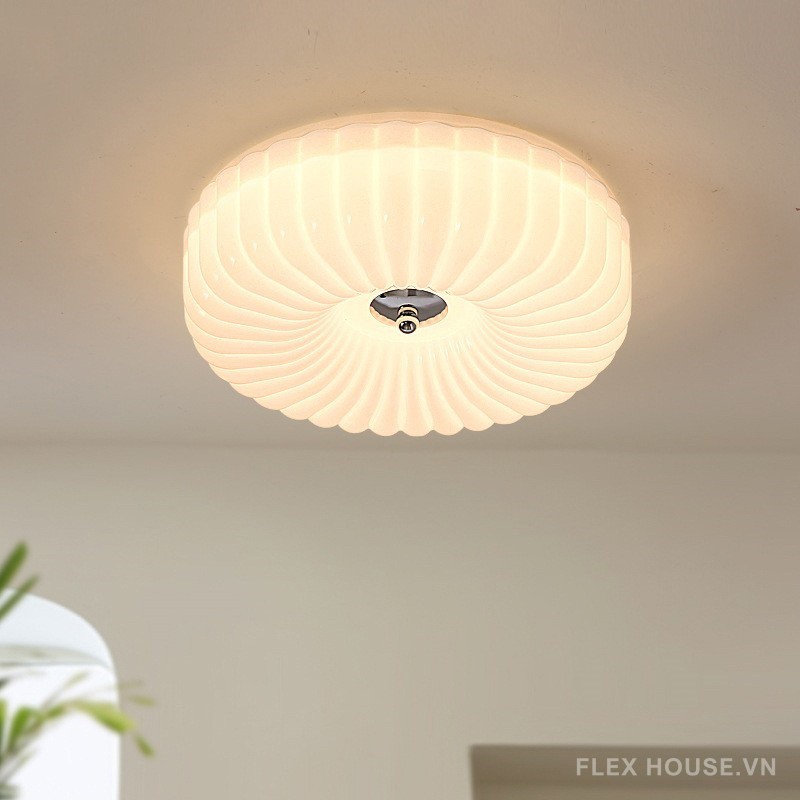 Đèn ốp trần thủy tinh giản đơn kiểu Pháp ZDL6032