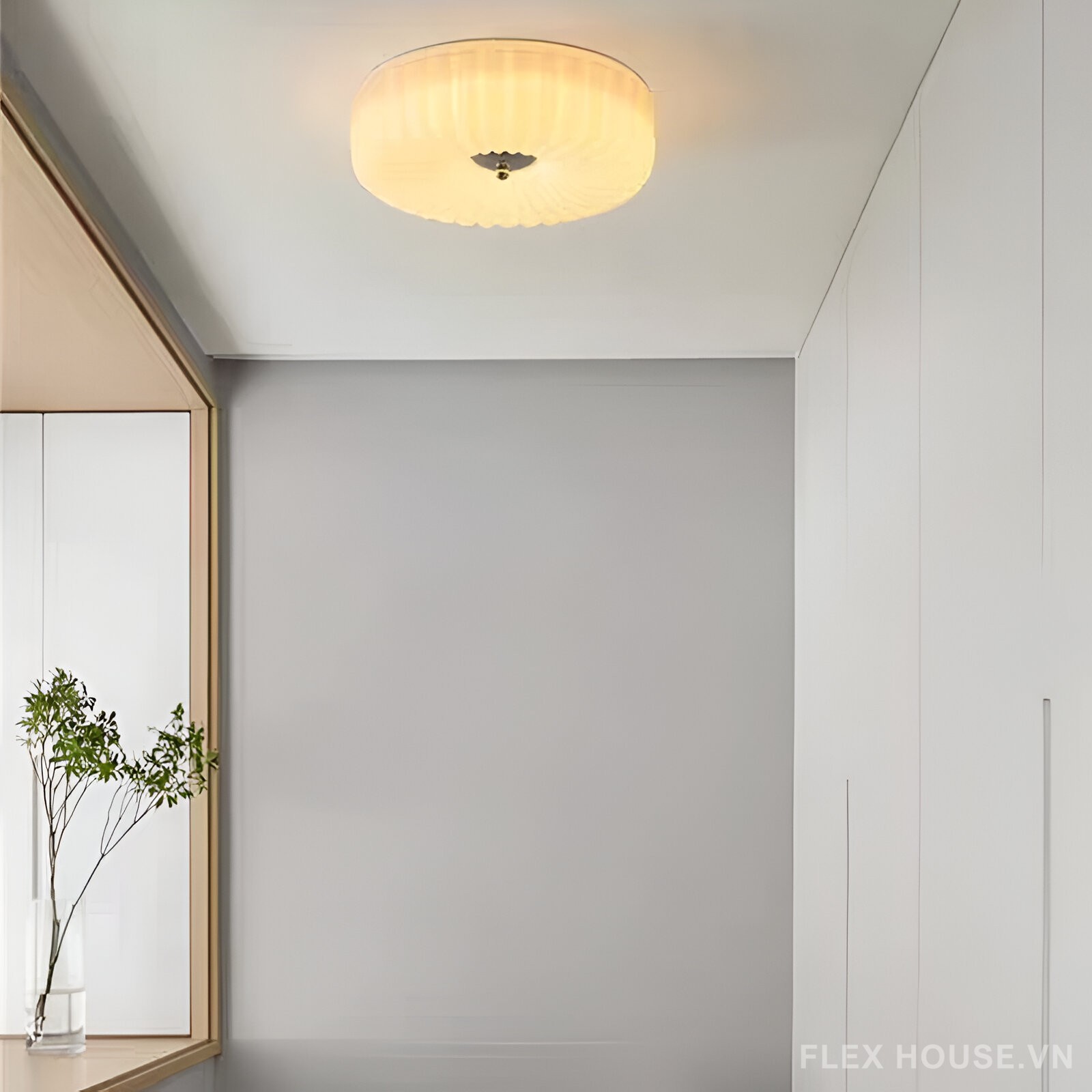 Đèn ốp trần thủy tinh giản đơn kiểu Pháp ZDL6032