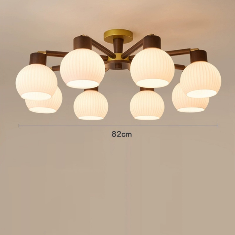 Đèn trần thân gỗ nhiều bóng Wabi-sabi tinh tế SBS5569