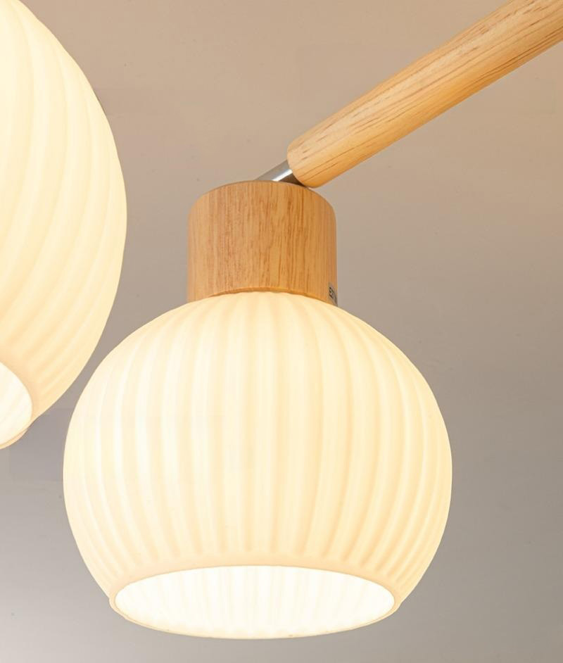 Đèn trần thân gỗ nhiều bóng Wabi-sabi tinh tế SBS5569