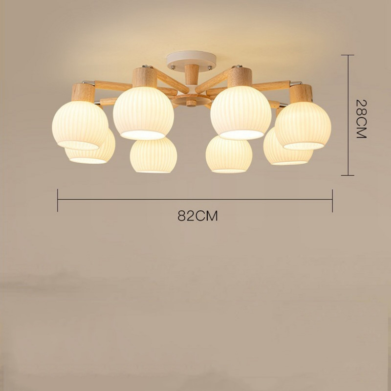 Đèn trần thân gỗ nhiều bóng Wabi-sabi tinh tế SBS5569