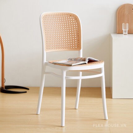 Ghế cà phê nhựa đúc giả mây đan Minimalist ST3042