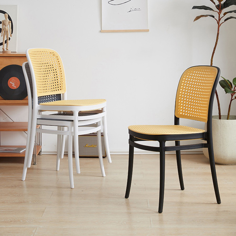 Ghế cà phê nhựa đúc giả mây đan Minimalist ST3042