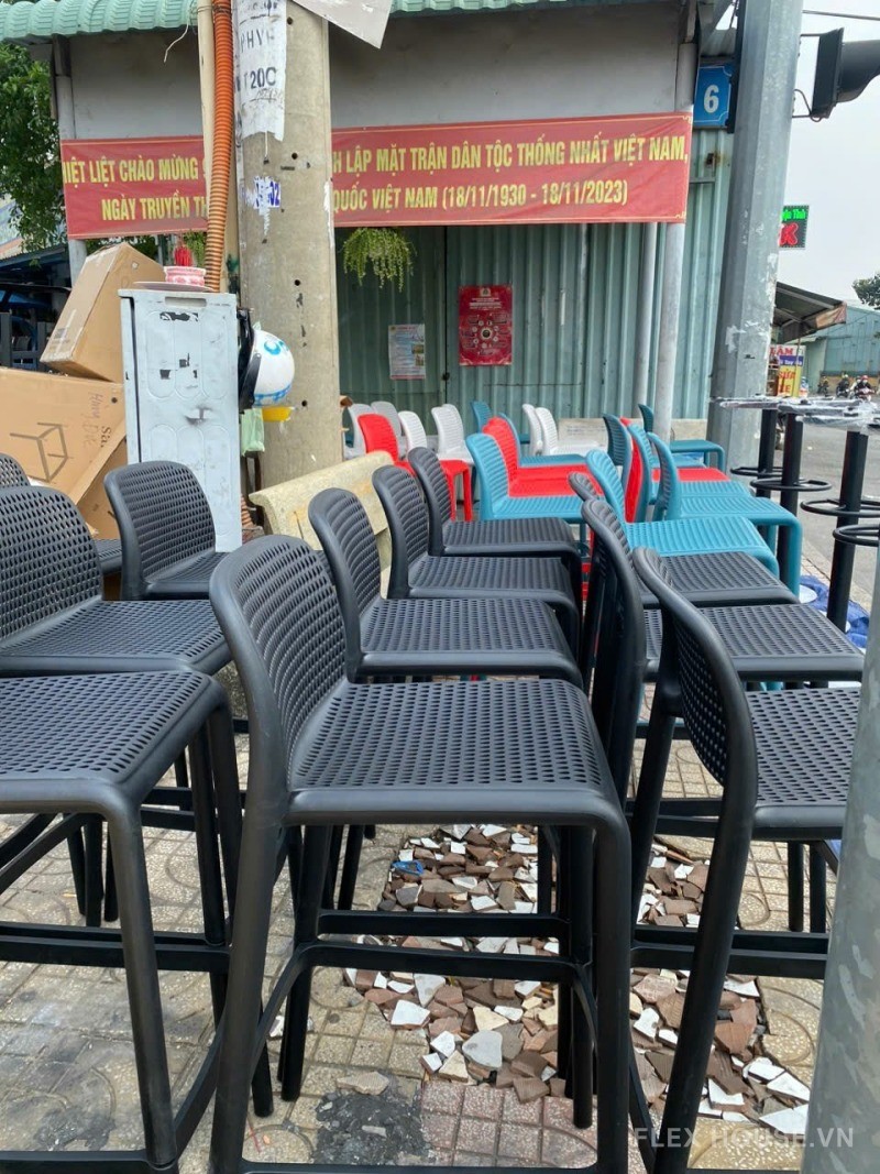 Ghế cao quầy bar ngoài trời bằng nhựa độc đáo ST3029 3