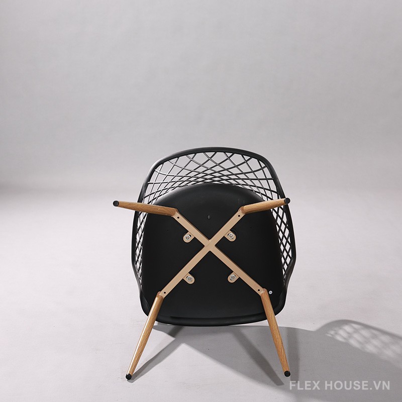 Ghế nhựa lưng lưới decor chân gỗ ST3014