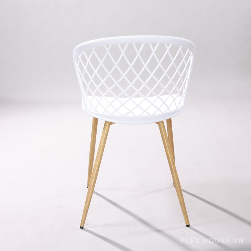 Ghế nhựa tựa lưng decor chân kim loại ST3013