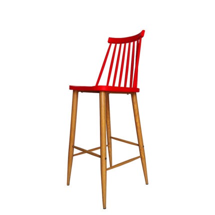 Ghế quầy bar lưng nhựa chân giả gỗ độc đáo ST3044B