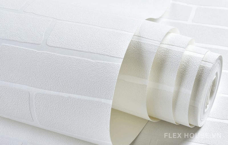 Giấy dán tường 3D giả gạch màu trắng tinh tế SHY768