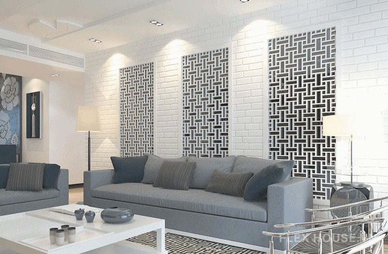 Giấy dán tường 3D giả gạch màu trắng tinh tế SHY768