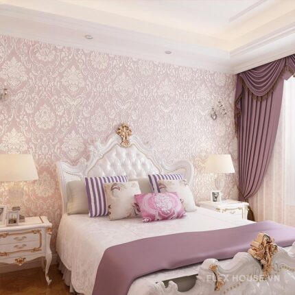 Giấy dán tường 3D hoa văn cổ điển sang trọng SHY880