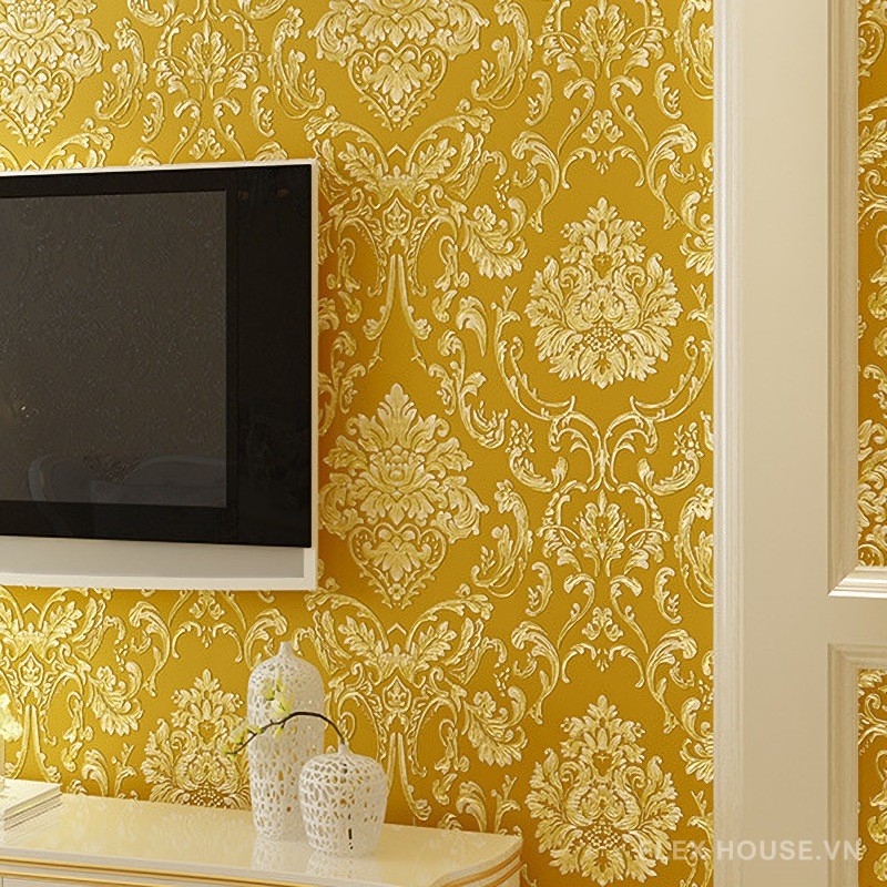 Giấy dán tường 3D hoa văn cổ điển sang trọng SHY880