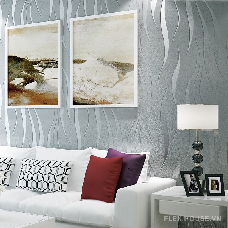 Giấy dán tường 3D hoa văn uốn lượn hiện đại SHY192