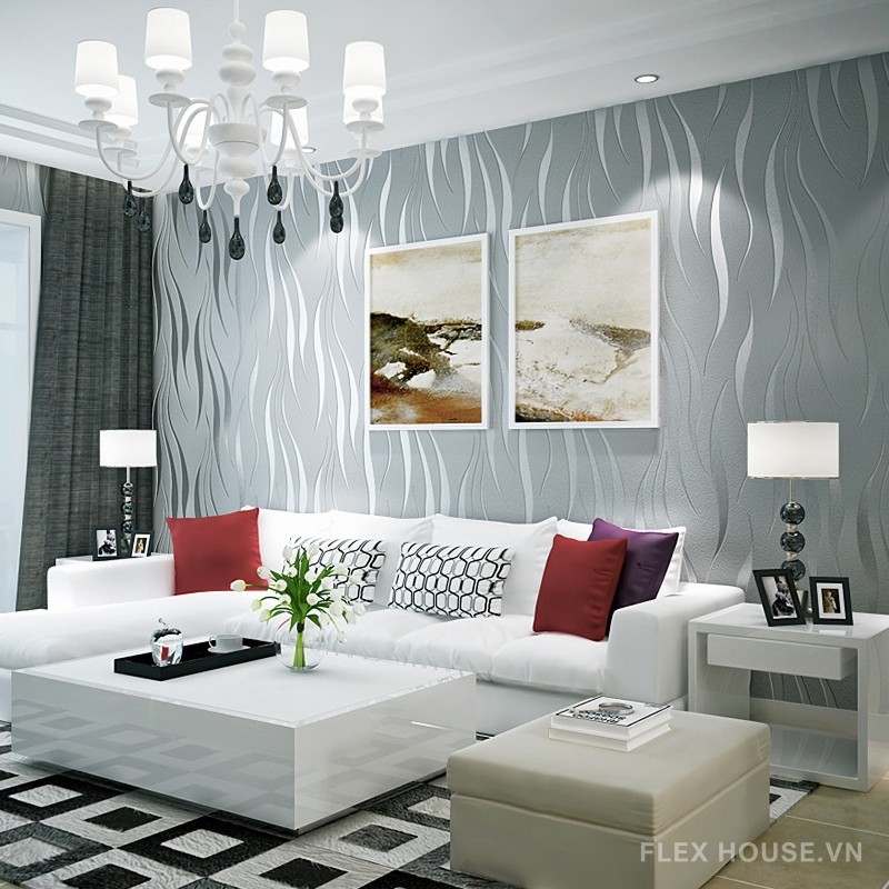 Giấy dán tường 3D hoa văn uốn lượn hiện đại SHY192
