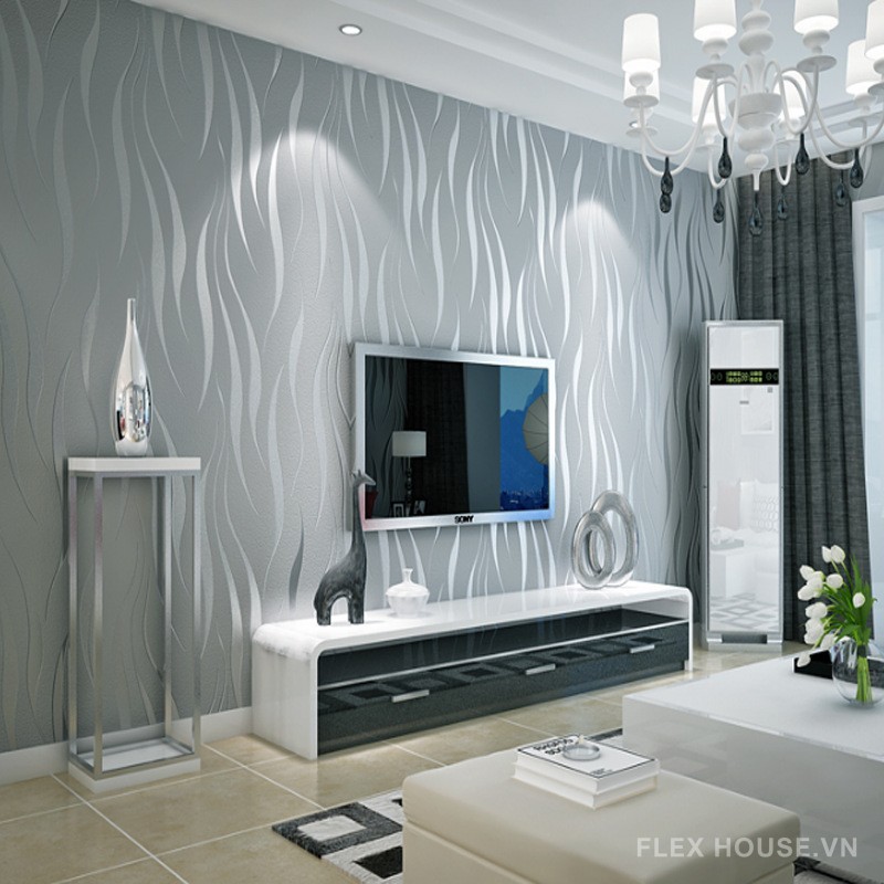 Giấy dán tường 3D hoa văn uốn lượn hiện đại SHY192