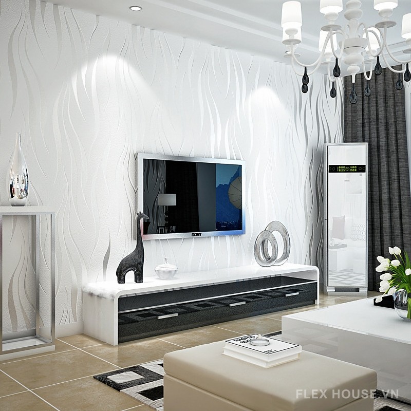 Giấy dán tường 3D hoa văn uốn lượn hiện đại SHY192