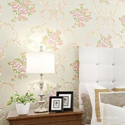 Giấy dán tường hoạ tiết hoa cẩm chướng có keo SHY227