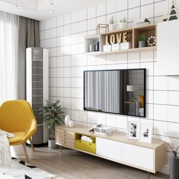 Giấy dán tường hoa văn ô vuông màu trắng SHY330