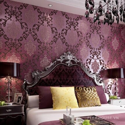 Giấy dán tường phòng ngủ 3D họa tiết cổ điển SHY181
