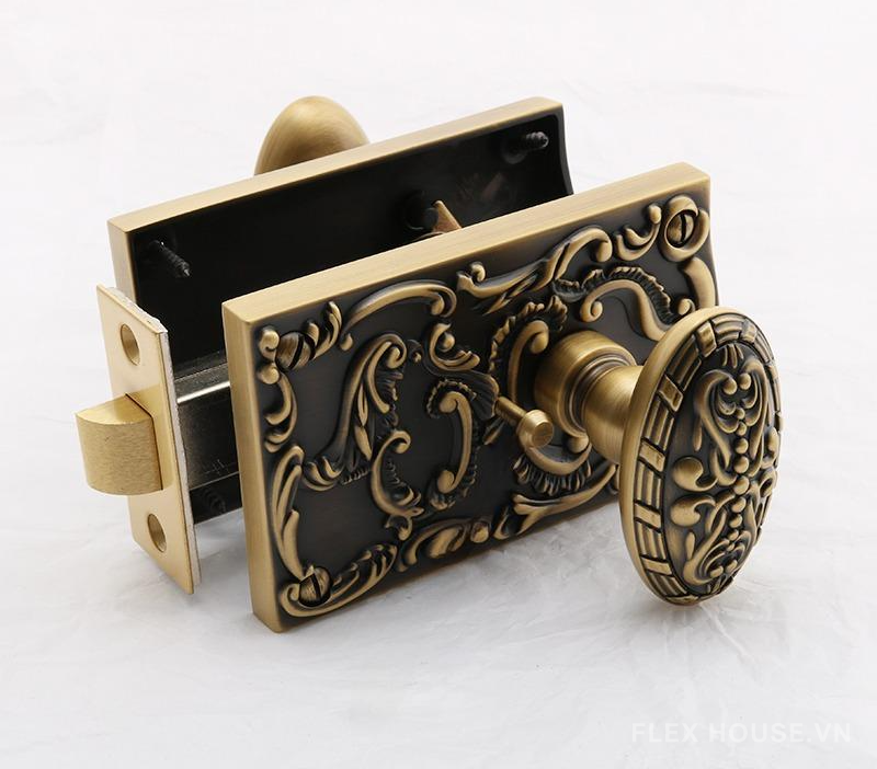 Khóa cửa bằng đồng cổ điển decor phòng OVLI118